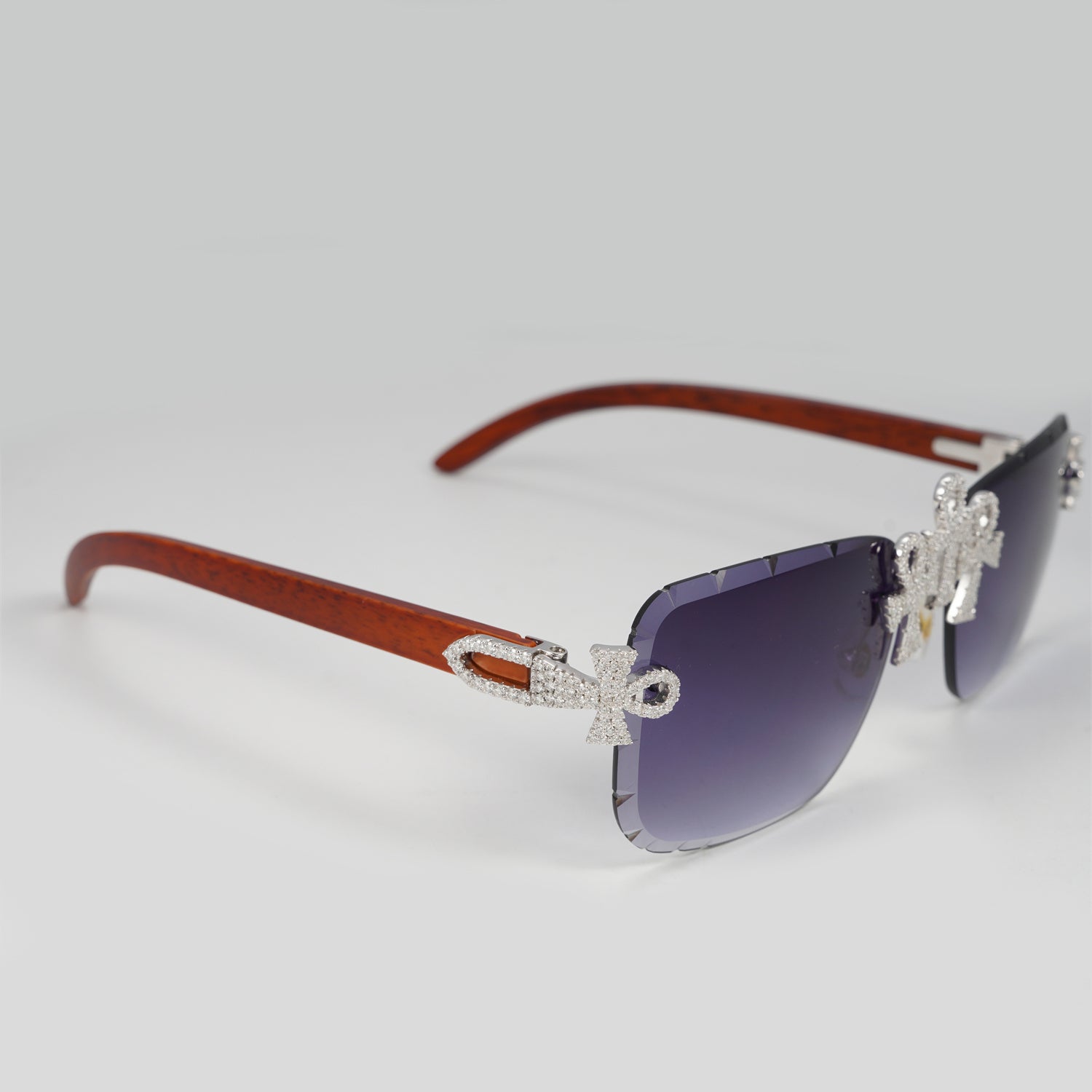Ankh Cross Style Iced Out Sunglasses VVS Moissanite Diamond