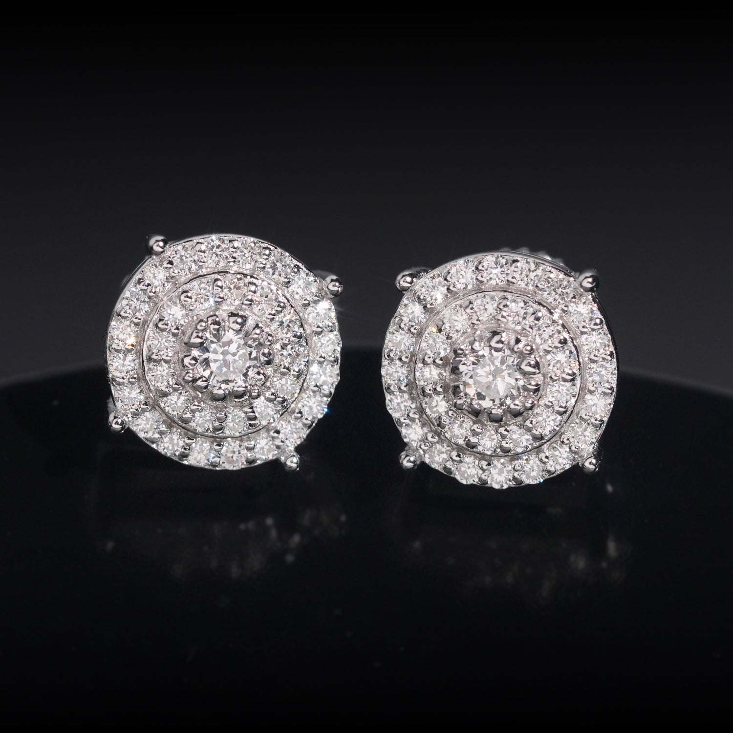 Sterling Silver VVS Lab Diamond Men Earrings Screw Back
