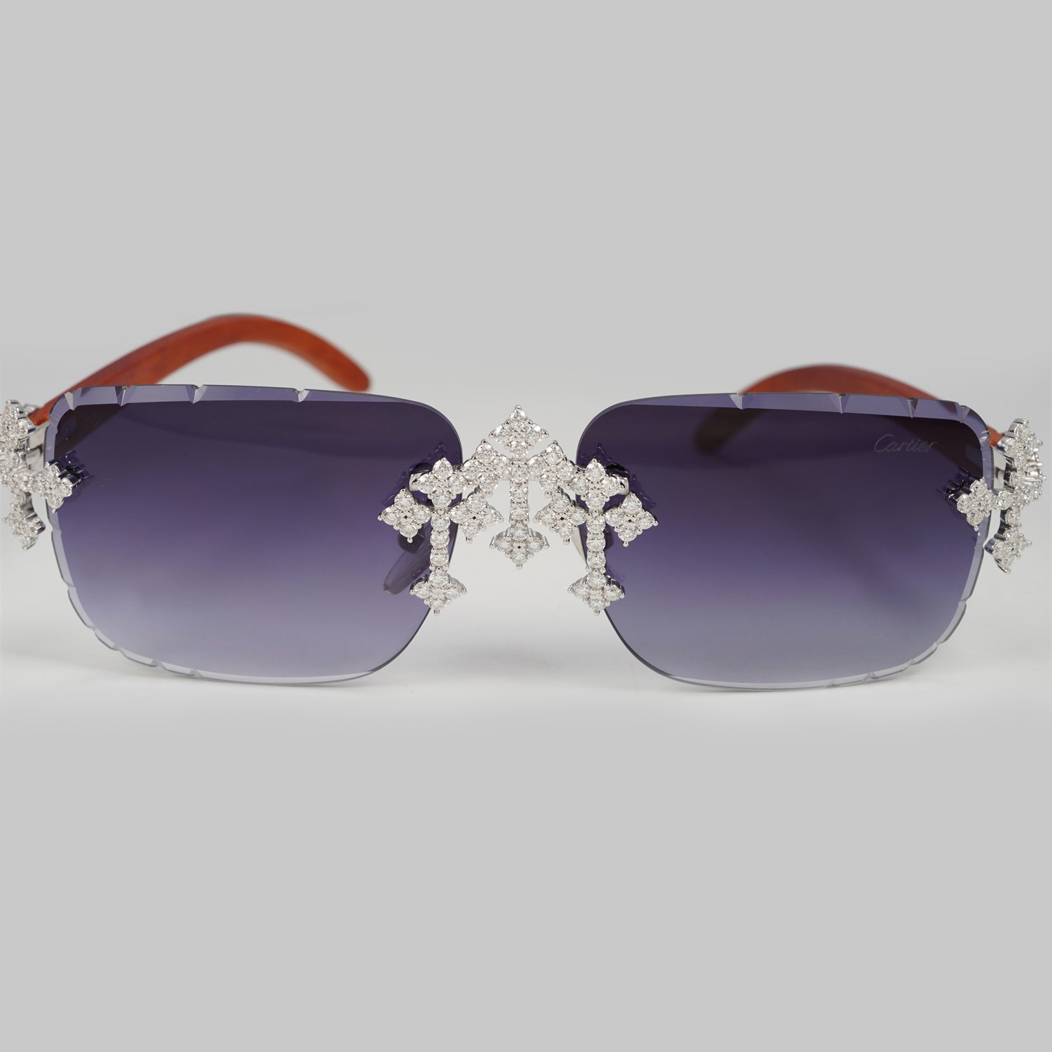 Cross Charm Style VVS Moissanite Diamond Sunglasses Sterling Silver