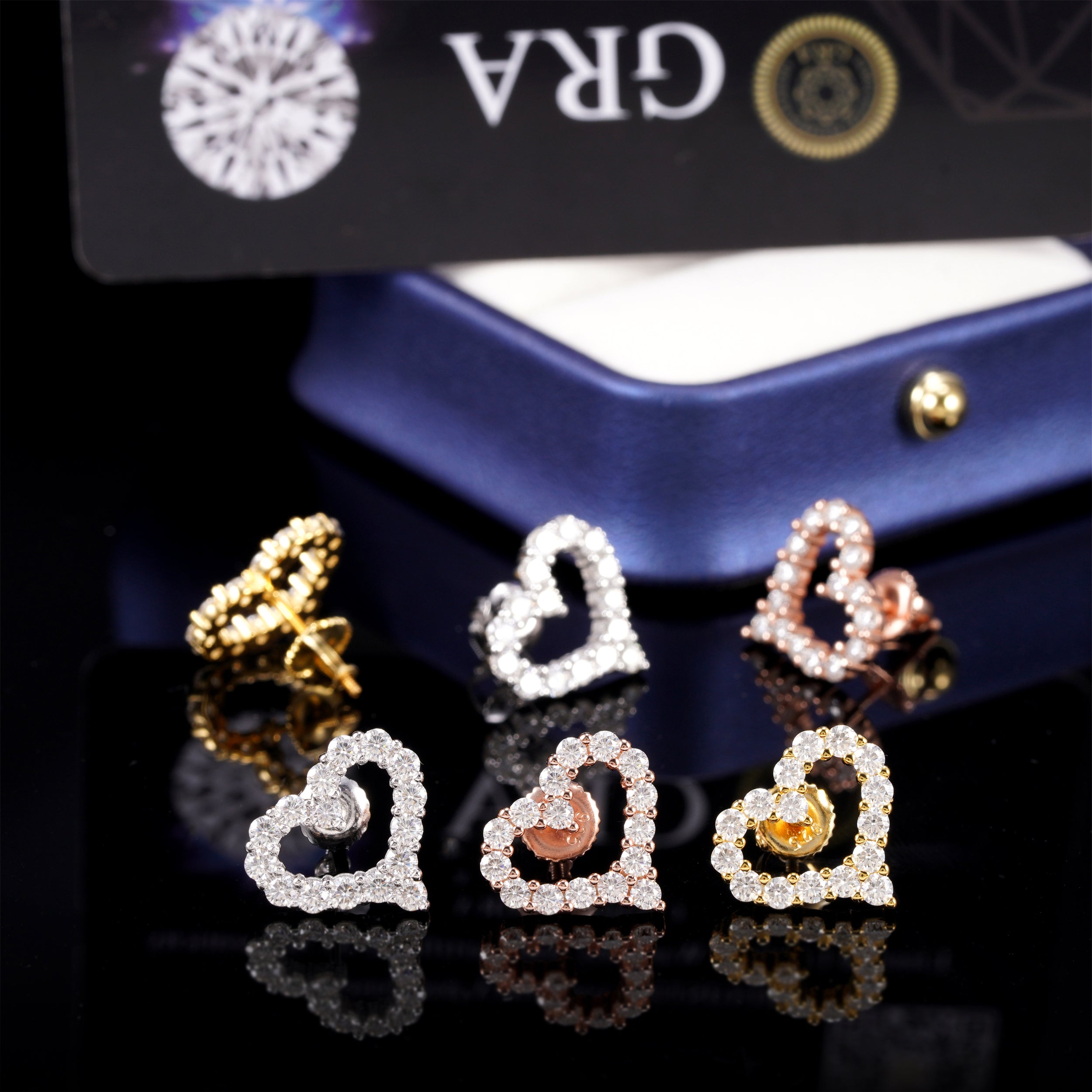 925 Sterling Silver Cute Heart Shaped Moissanite Stud Earrings For Women