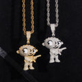 925 Sterling Silver Moissanite Diamond Cartoon Pendant