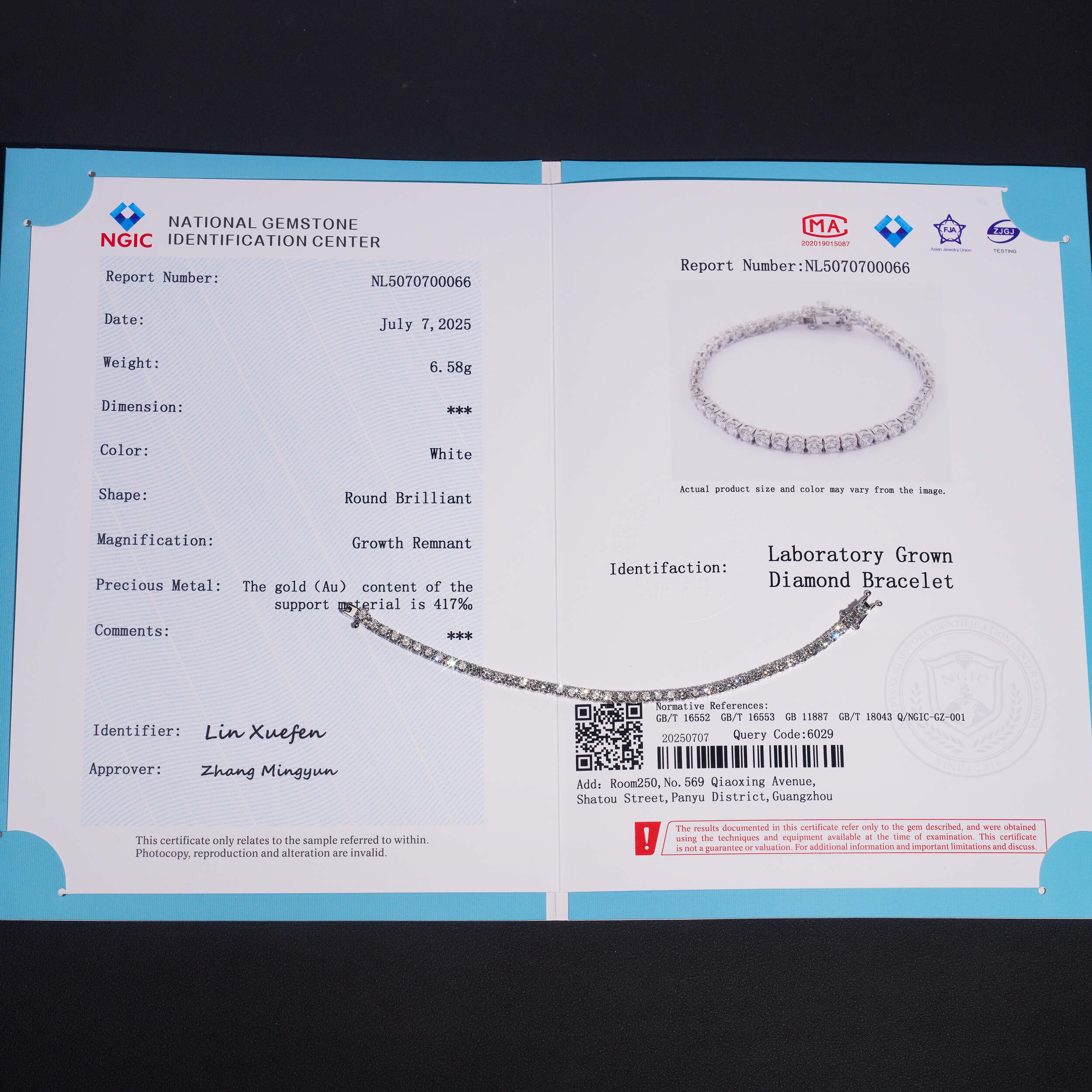 10K White Gold VVS Lab Grown Diamond Tennis Bracelet 3MM