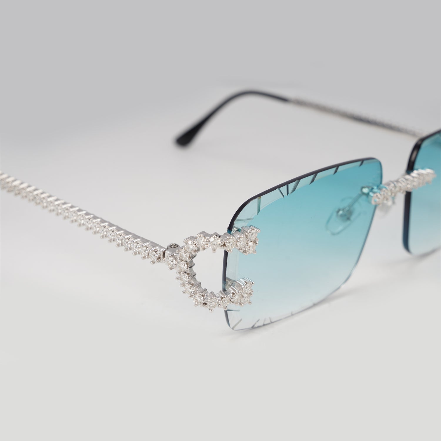 Hip Hop Fully Iced Out Moissanite Diamond Sunglasses Silver 925 For Men