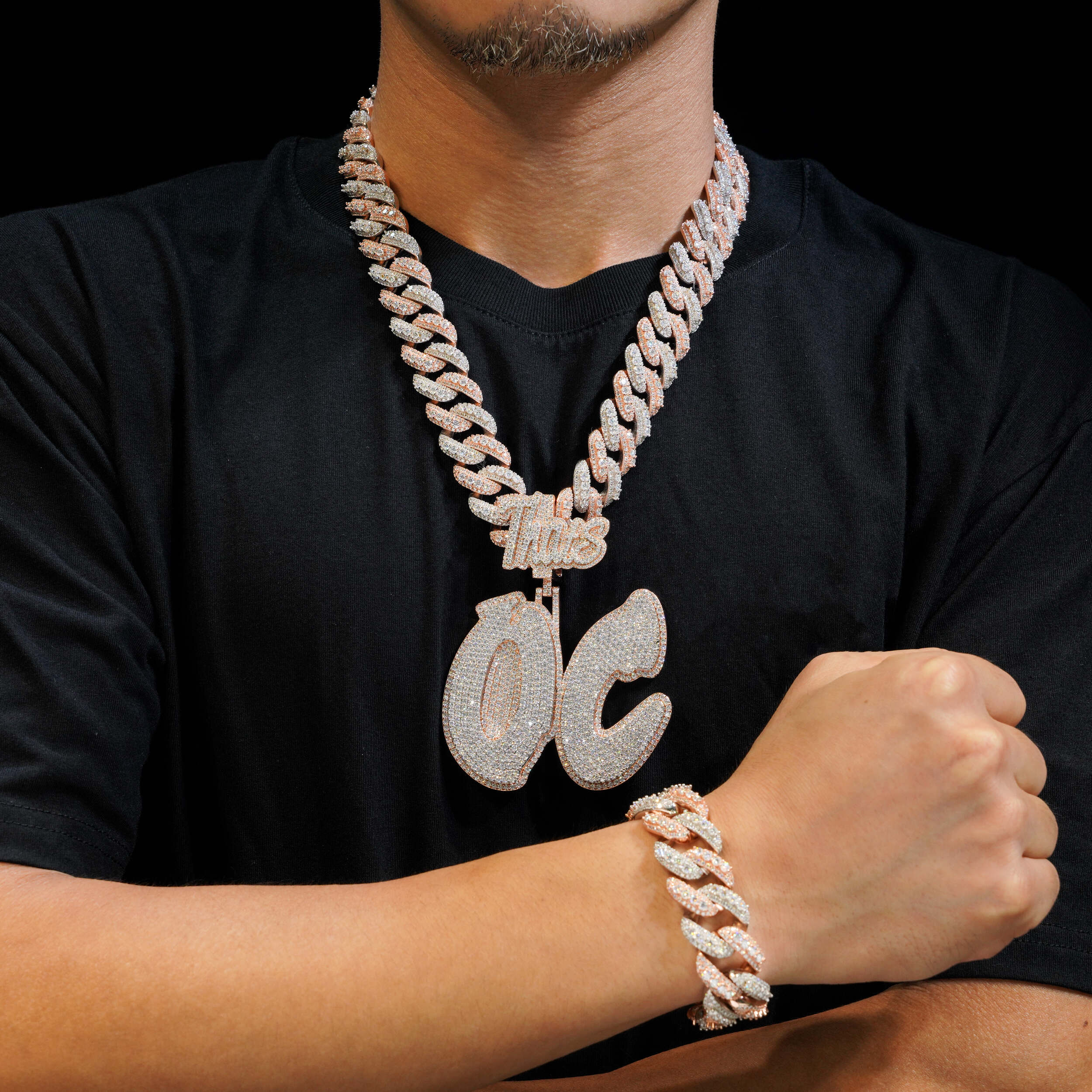16MM Moissanite Two-Tone Cuban Link Chain 14K Gold