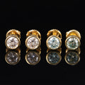 Gold Plated Soliver 925 Silver Bezel Setting Moissanite Stud Earrings