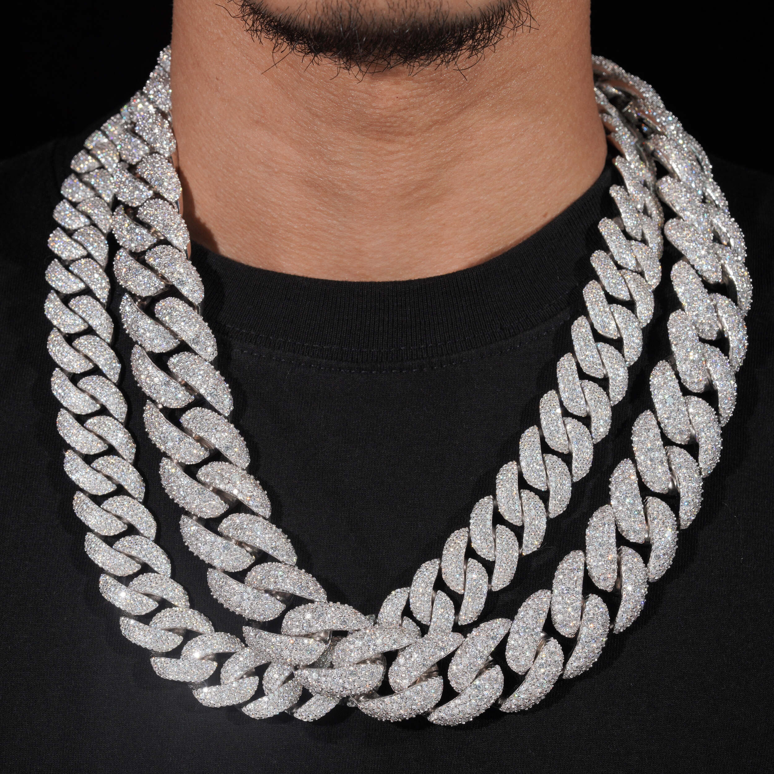 New Arrival Classic Design 20MM Miami Cuban Link Necklace VVS Moissanite Diamond Fully Iced