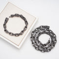 925 Sterling Silver 8MM Hermes Link Chain VVS Black Moissanite Diamond