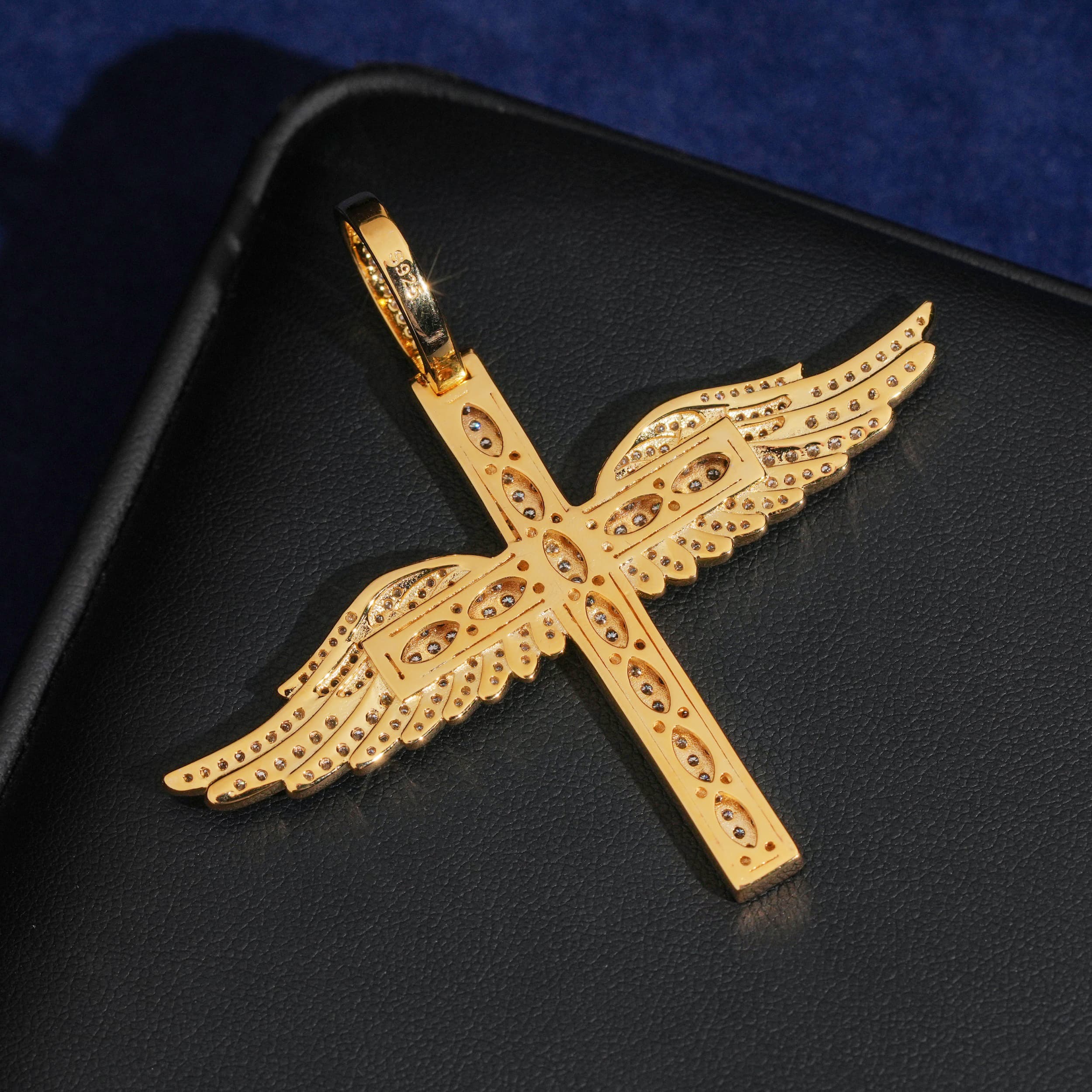 VVS Moissanite Iced Out Wing Cross Pendant For Men Jewelry