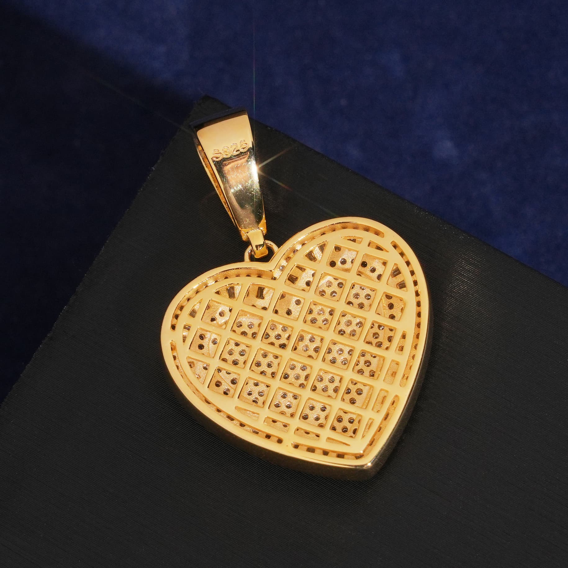 Moissanite Diamond Yellow Gold Two Tone Heart Pendant Charm For Unisex