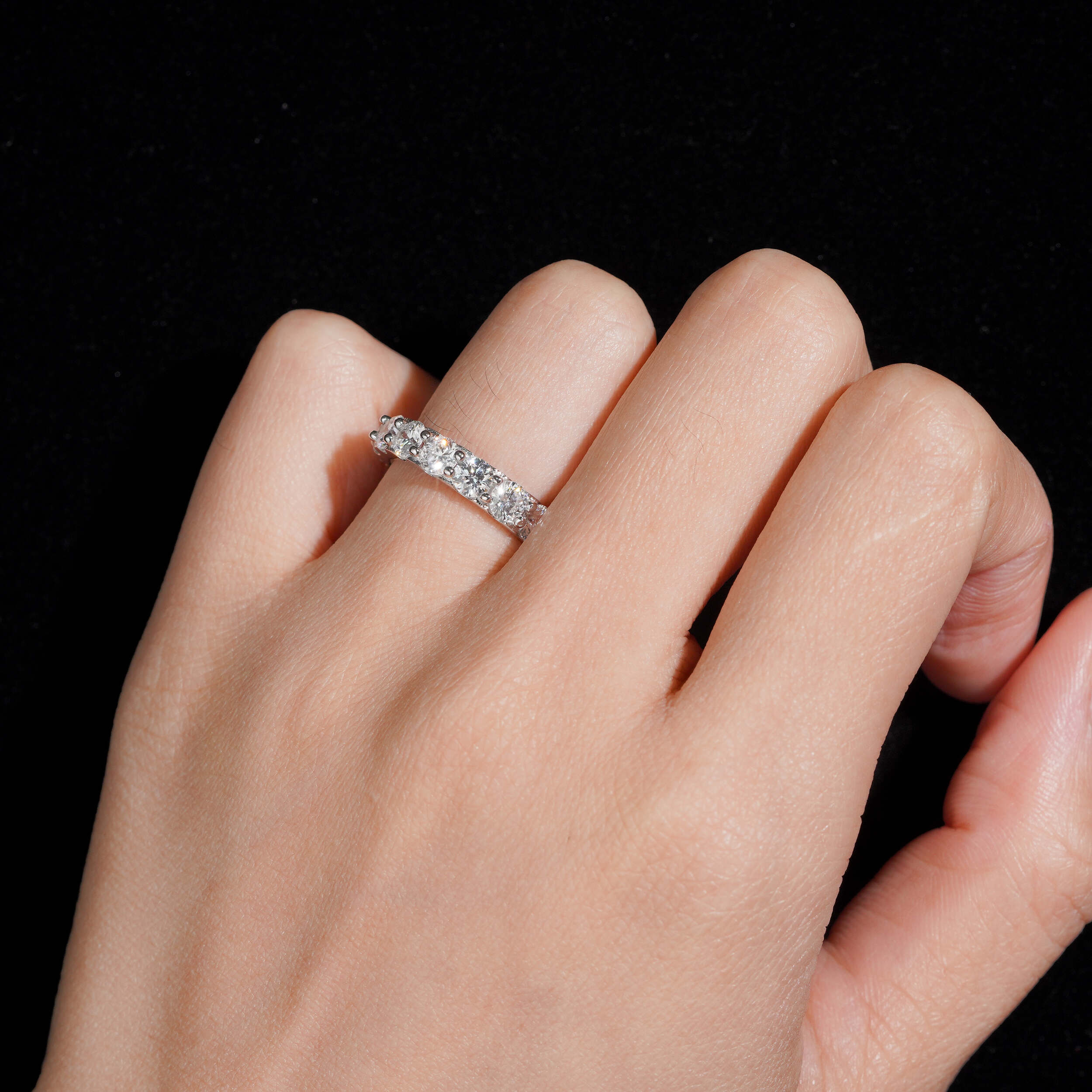 925 Sterling Silver Lab Grown Diamond 4MM Eternity Ring Band