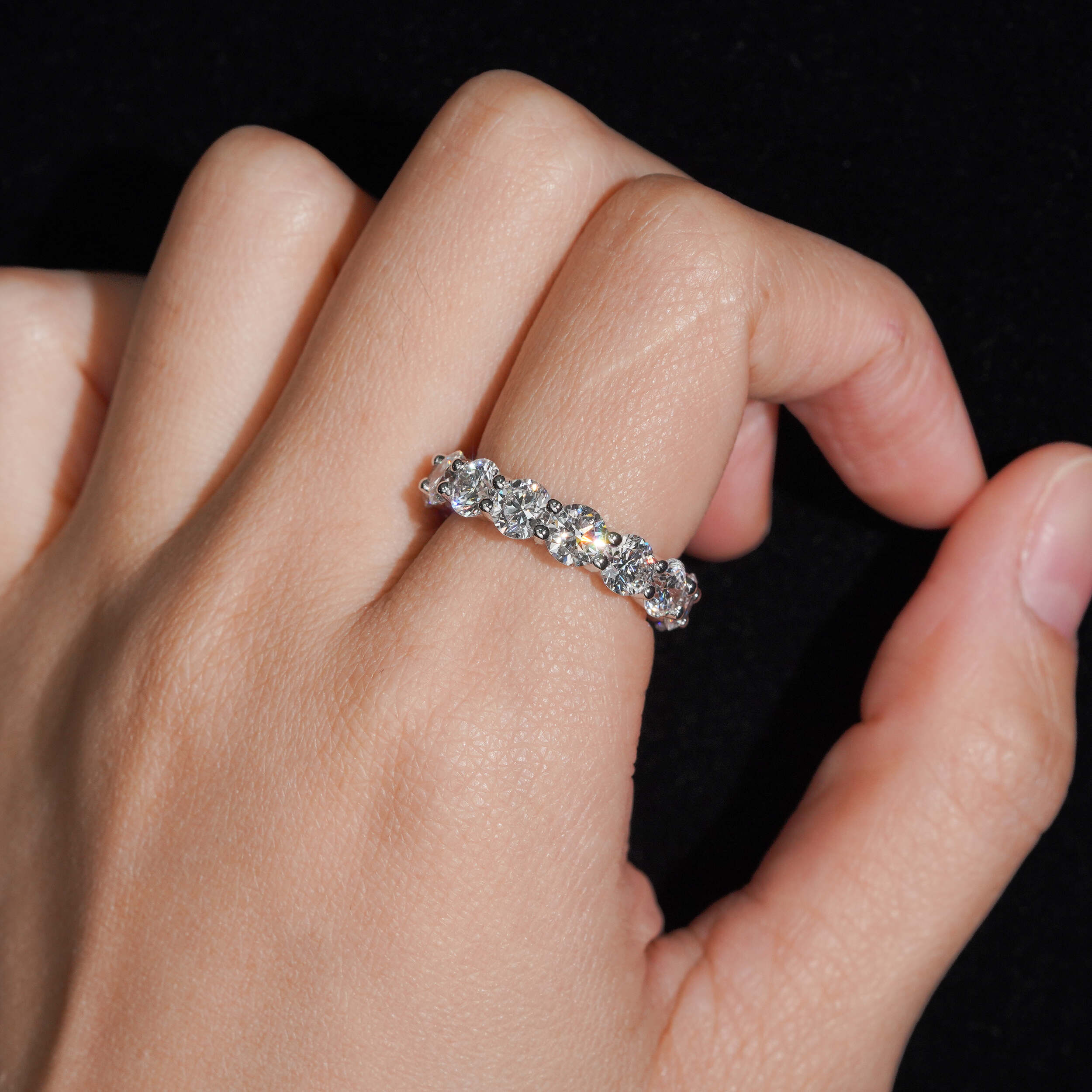 925 Sterling Silver Lab Grown Diamond 5MM Eternity Ring Band