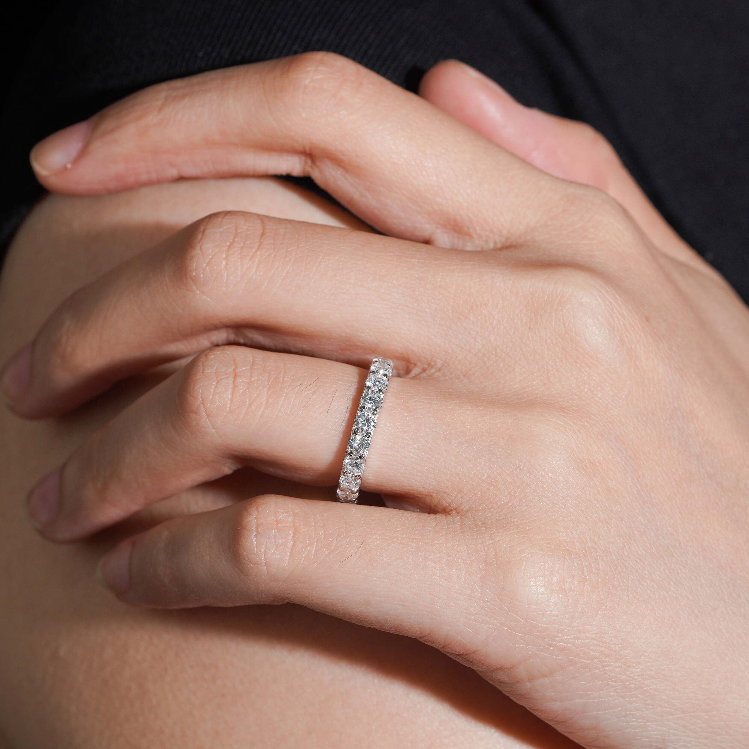 925 Sterling Silver Lab Grown Diamond 3MM Eternity Ring Band