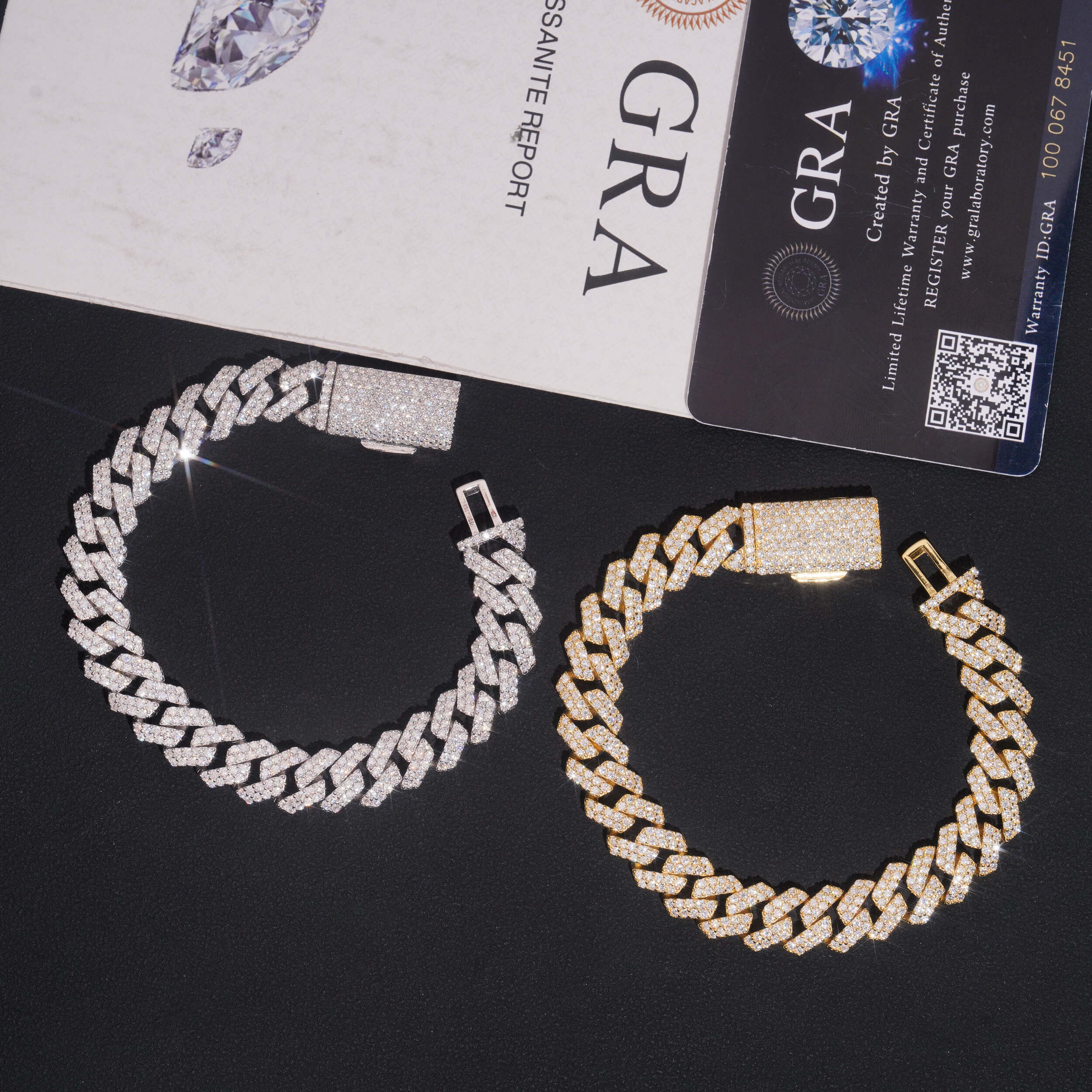 VVS Moissanite Diamond Cuban Bracelet Brass 10MM