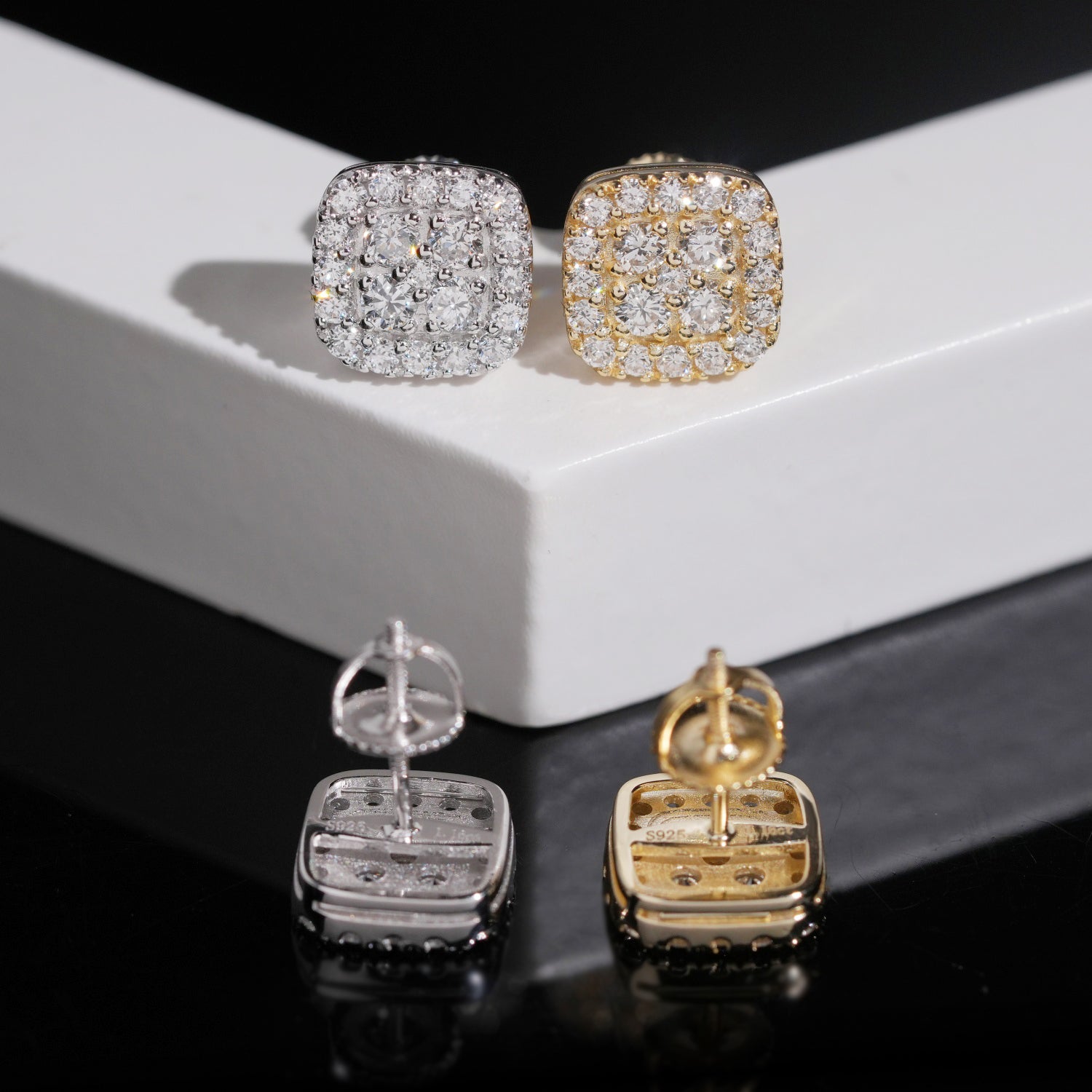 Iced Out 10MM Width VVS Lab Grown Diamond Men Earrings Silver 925