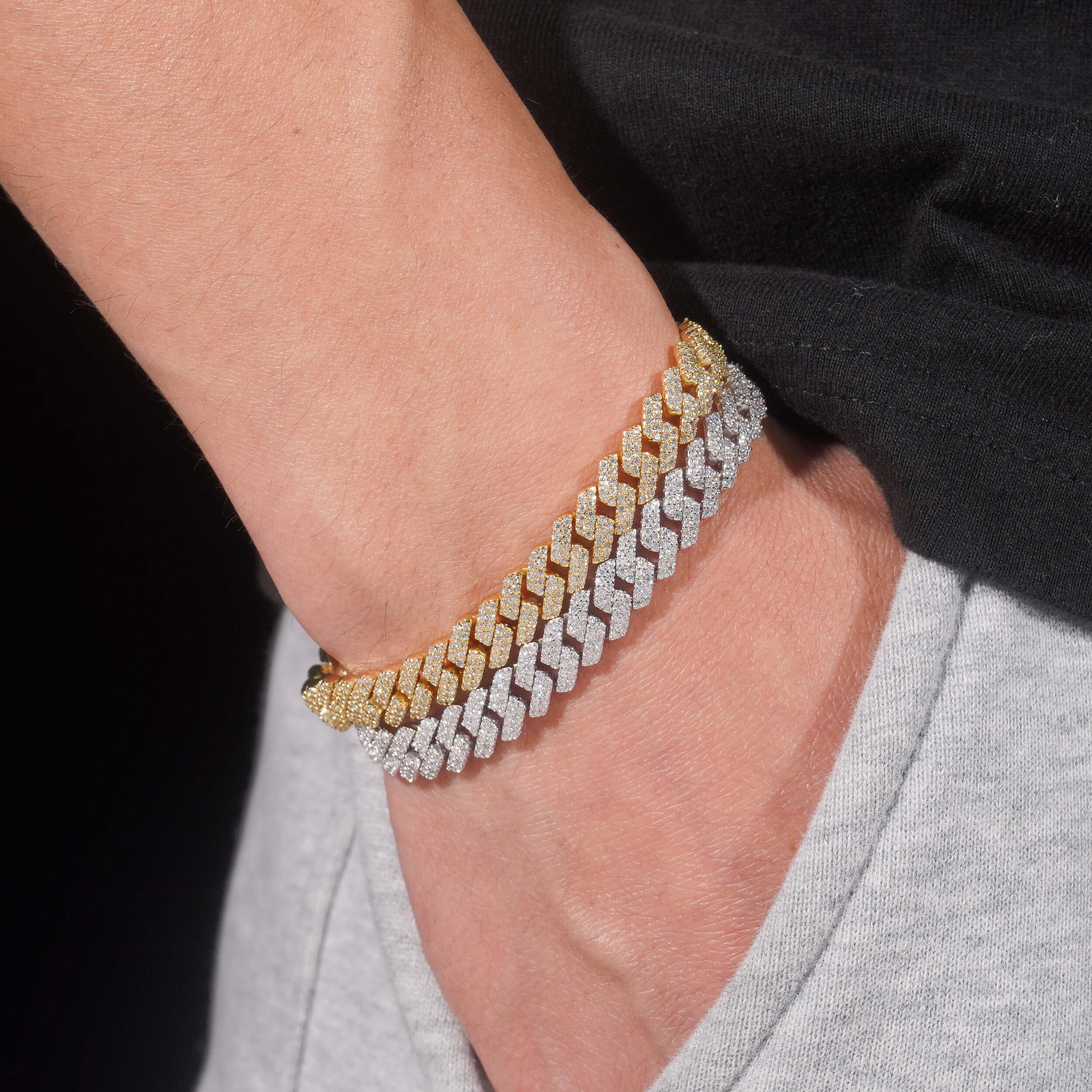 VVS Moissanite Diamond Cuban Bracelet Brass 10MM