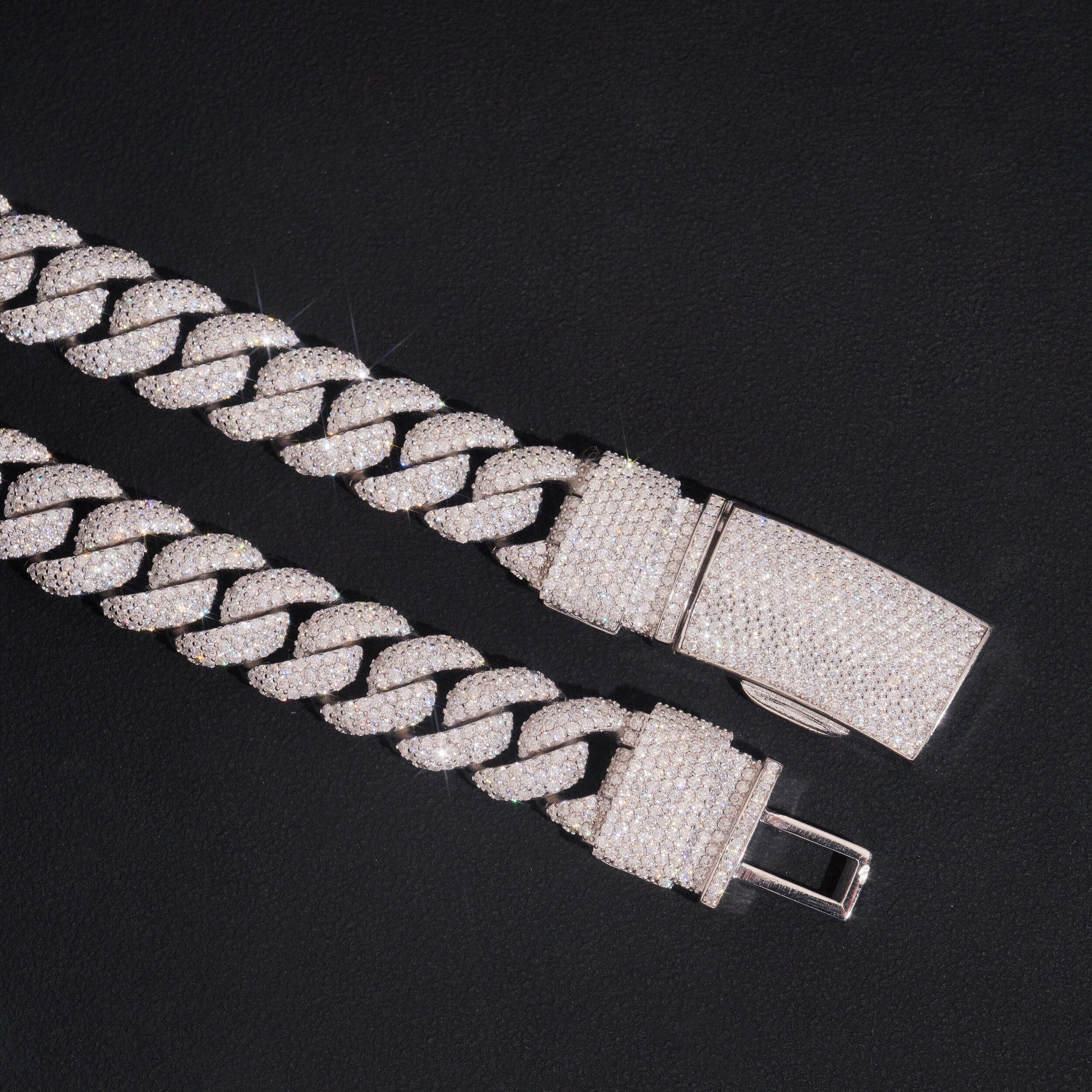 925 Silver Men Jewelry Moissanite Diamond 14MM New Clasp Flower Setting Miami Cuban Link Chain Necklace