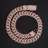 Sterling Silver Rose Gold Plated Iced Out 16MM Flower Setting Cuban LInk Necklace With New Clasp