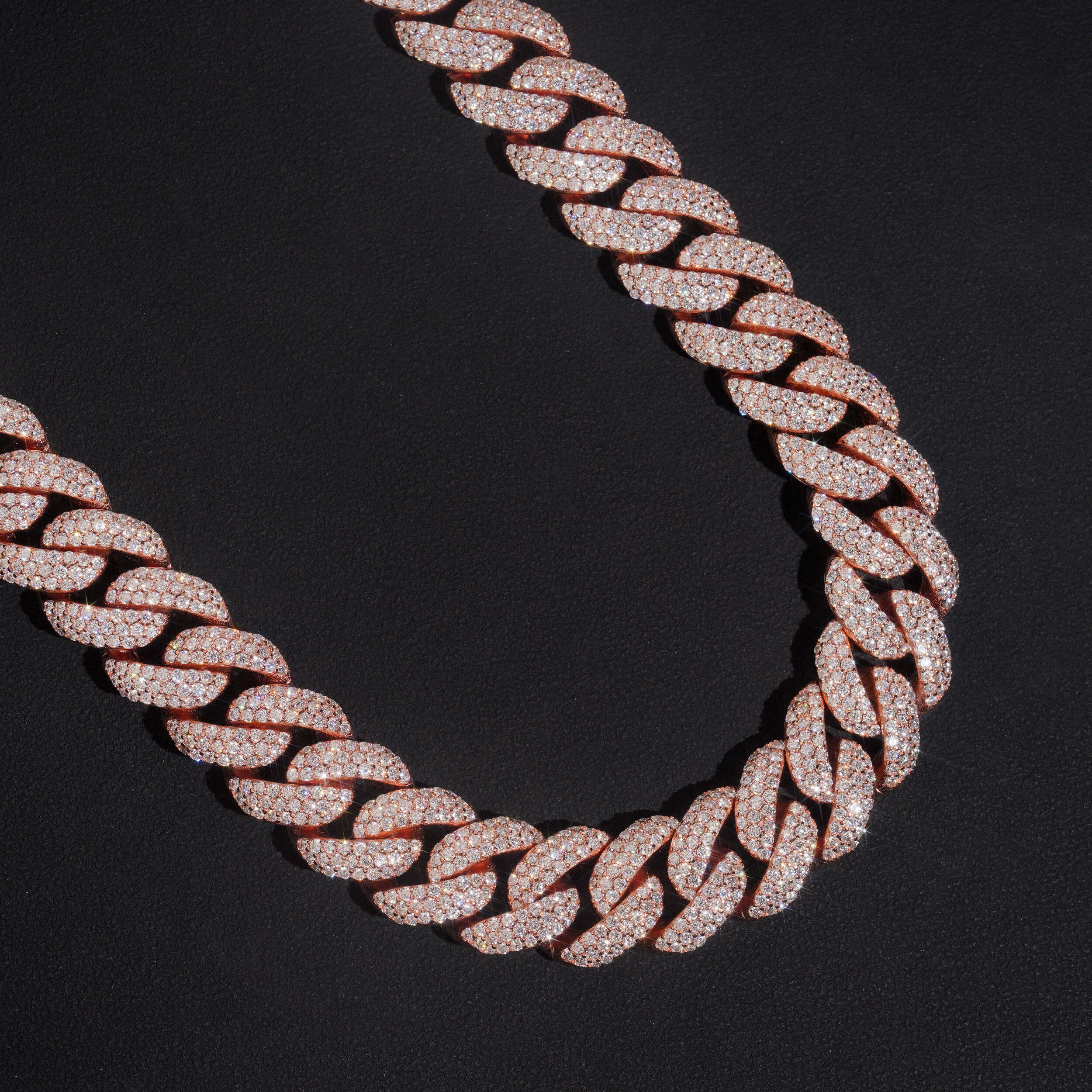 Sterling Silver Rose Gold Plated Iced Out 16MM Flower Setting Cuban LInk Necklace With New Clasp