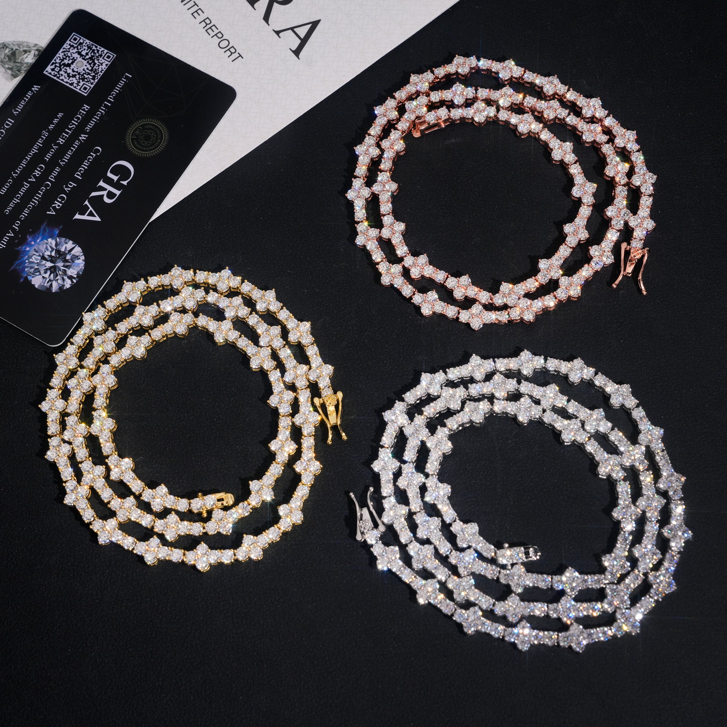 3MM 4MM Moissanite Cross Tennis Chain 10K Gold