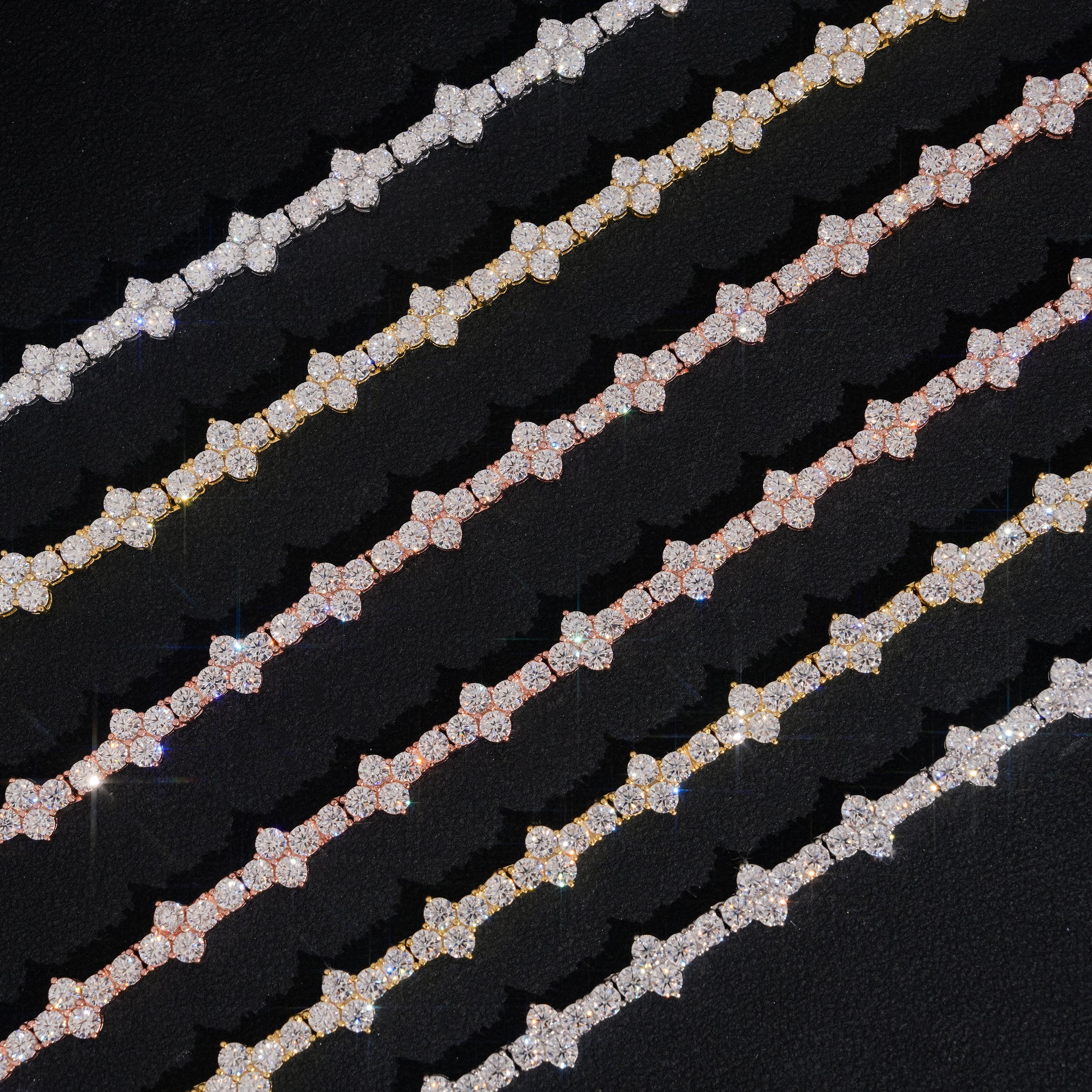3MM 4MM Moissanite Cross Tennis Chain 10K Gold