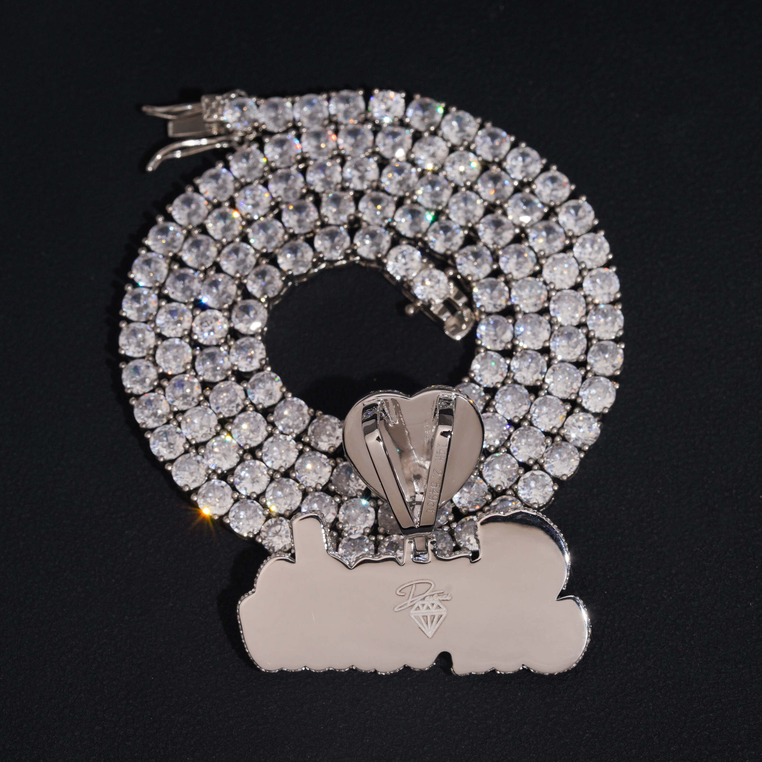 925 SIlver Moissanite Diamond Custom Made Heart Bail Girl Name Pendant Fit for 4MM Tennis Chain