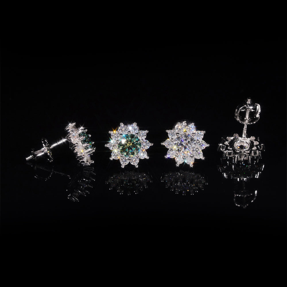 Iced Out VVS Moissanite Stud Earrings 925 Sterling Silver For Men