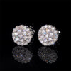 925 Sterling Silver Fully Iced Micro Pave Round Moissanite Stud Earrings For Men