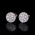 925 Sterling Silver Fully Iced Micro Pave Round Moissanite Stud Earrings For Men
