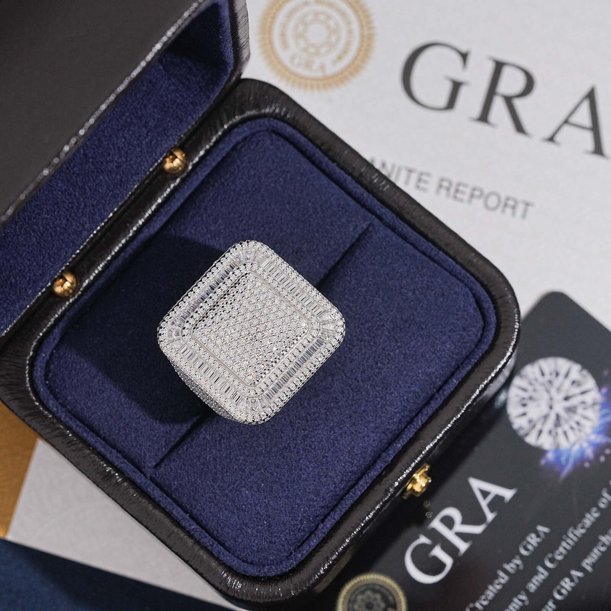 Square Stylish Moissanite Diamond Hip Hop Ring