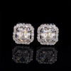 925 Sterling Silver Gra Certificated Asscher Cut Halo Diamond Style Moissanite Earrings For Unisex