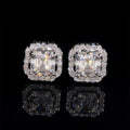 925 Sterling Silver Gra Certificated Asscher Cut Halo Diamond Style Moissanite Earrings For Unisex