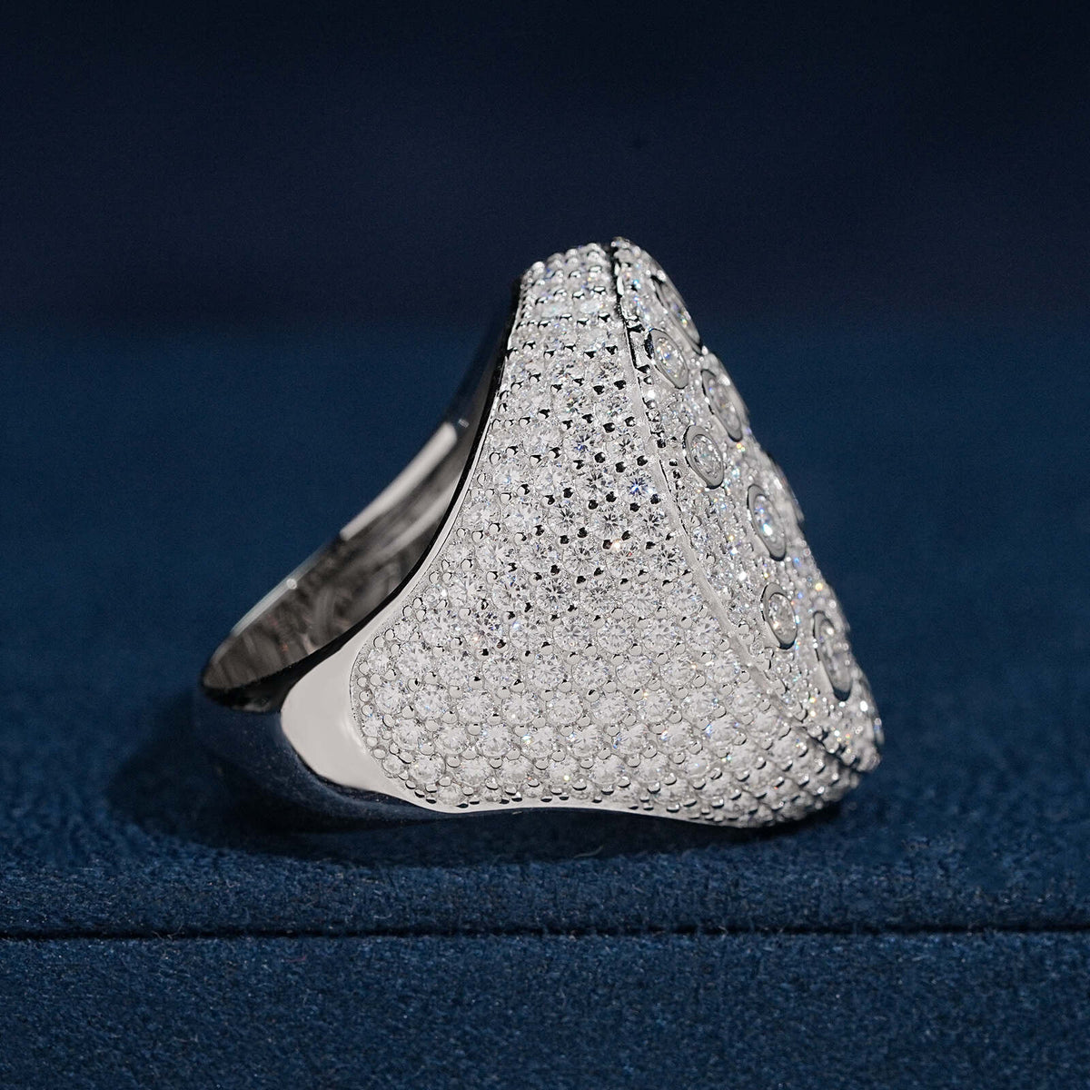 Oval Shaped Bezel Setting Iced Out Moissanite Men Ring