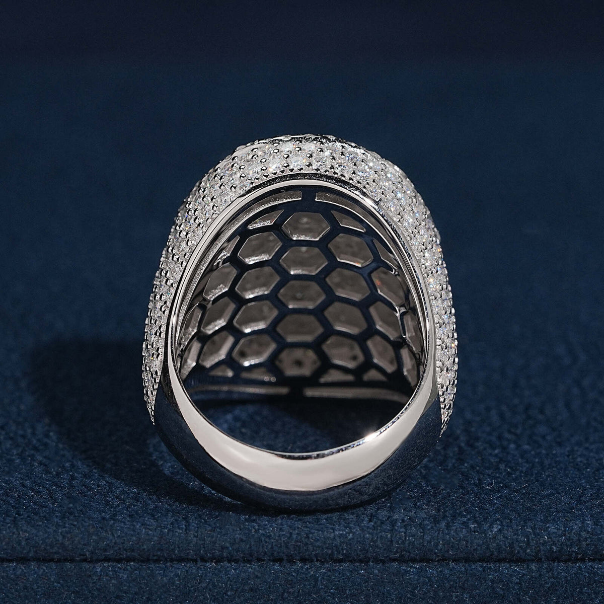 Oval Shaped Bezel Setting Iced Out Moissanite Men Ring