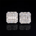 925 Sterling Silver Men VVS Baguette Diamond Moissanite Earrings Screw Back