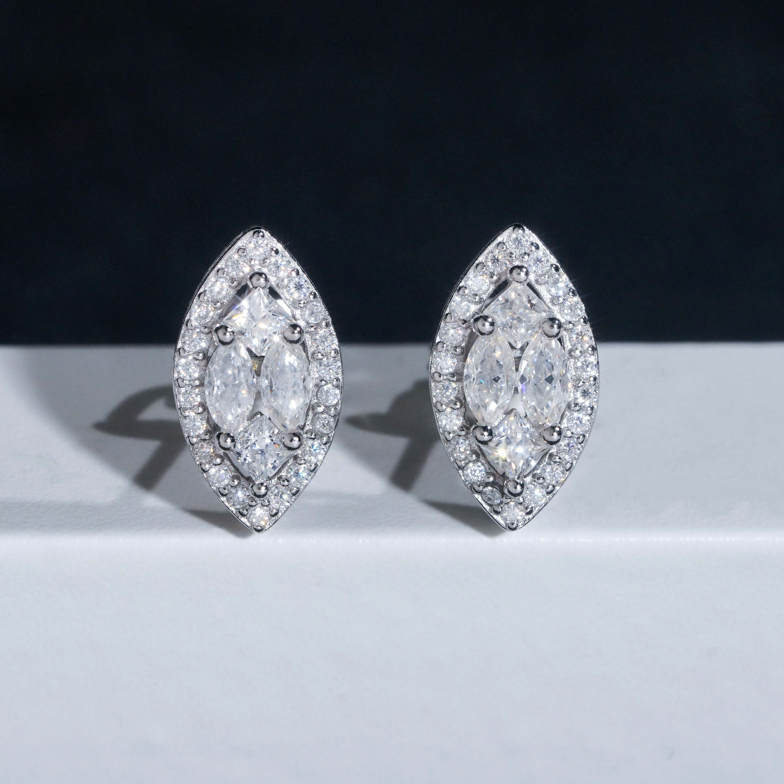 Sterling Silver Moissanite Stud Earrings, Hip Hop Screw Back