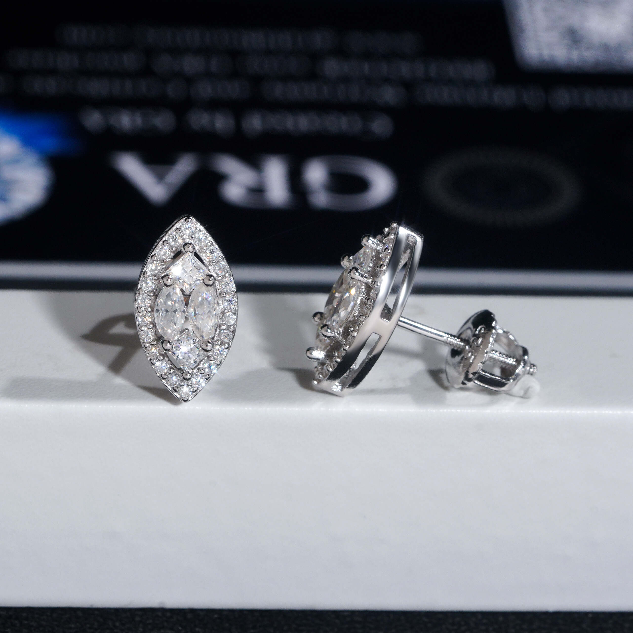 Sterling Silver Moissanite Stud Earrings, Hip Hop Screw Back