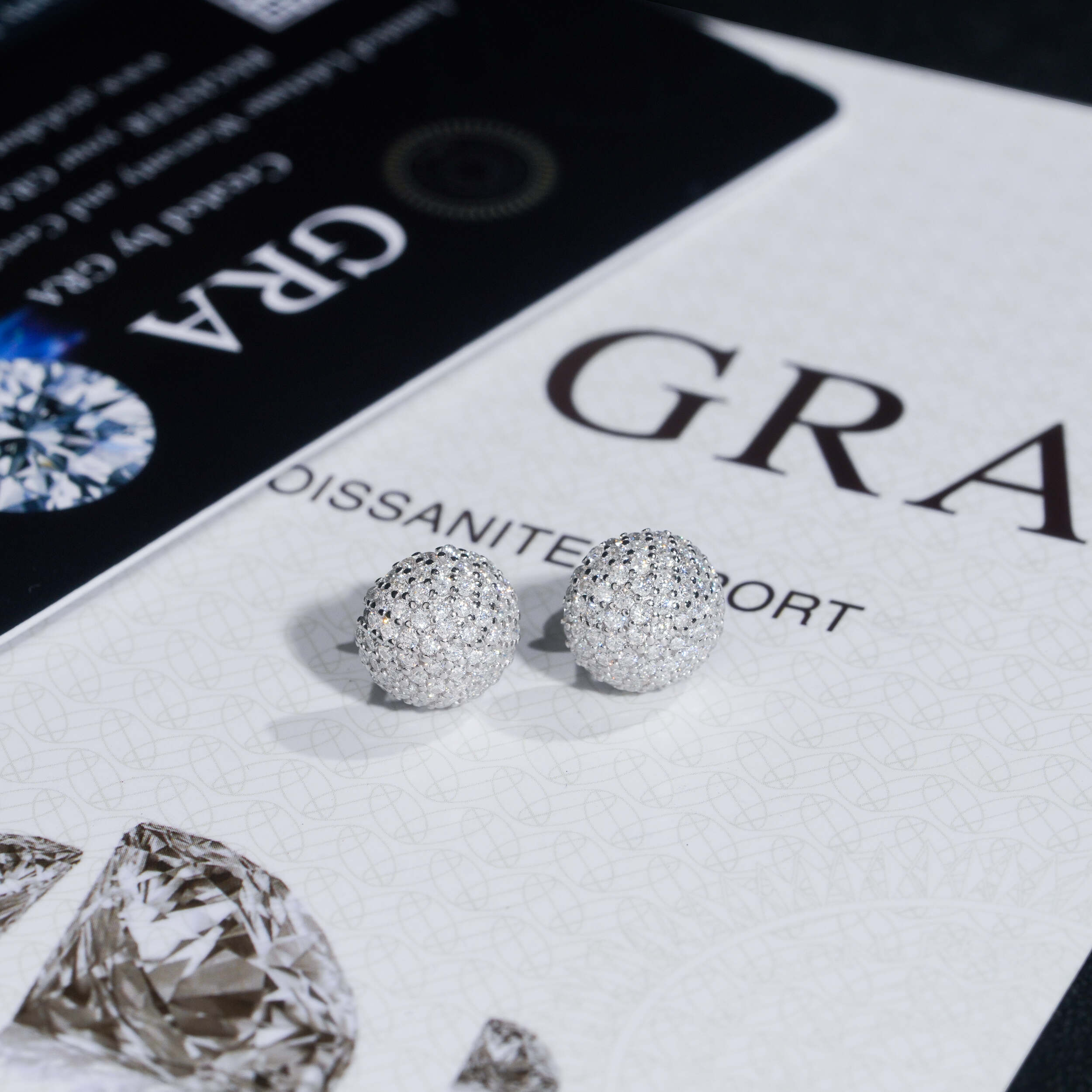 Micro Pave Iced Out Disc Ball Moissanite Studs 925 Sterling Silver