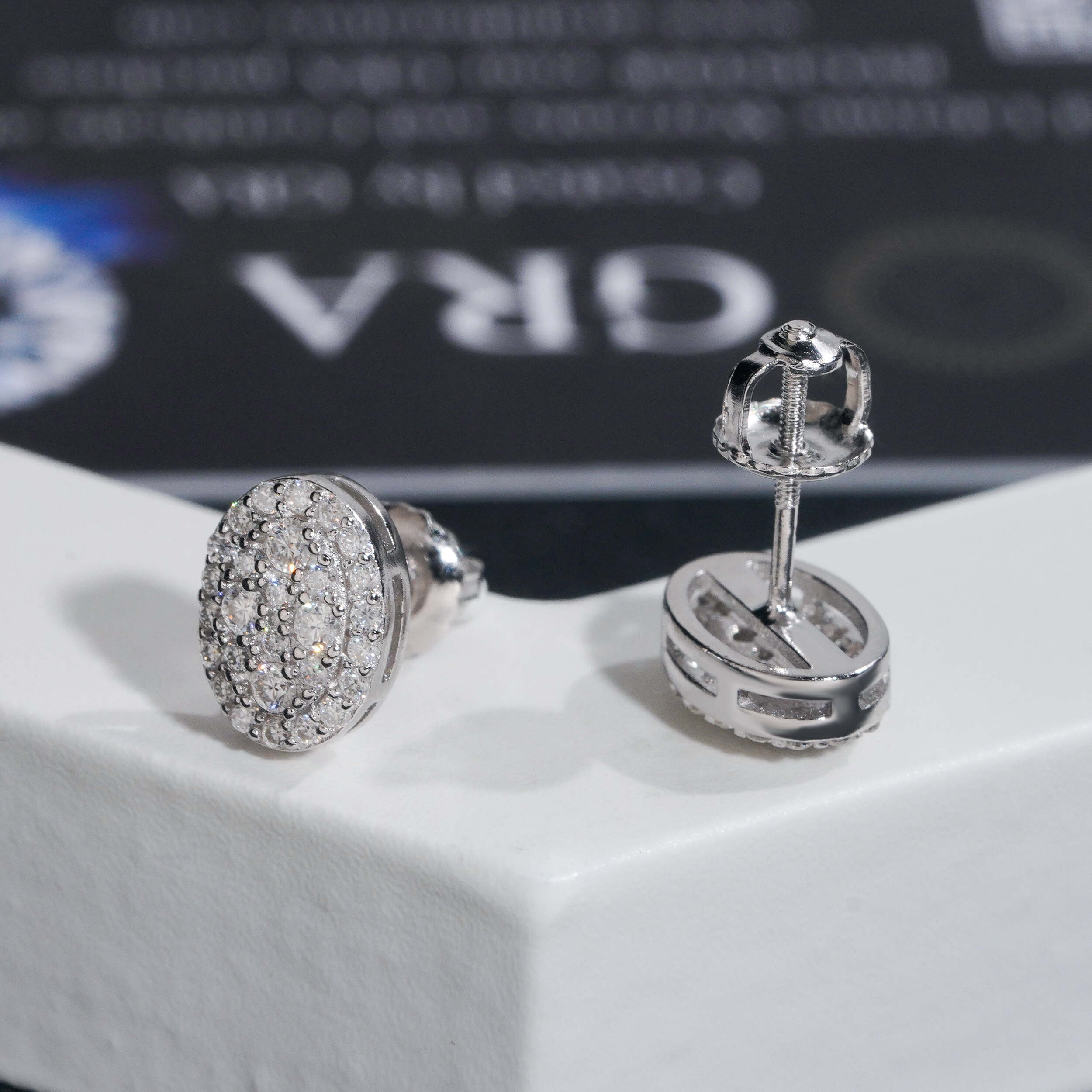 Oval Moissanite Earrings Screw Back Iced Out Hip Hop Jewelry 925 Sterling Silver