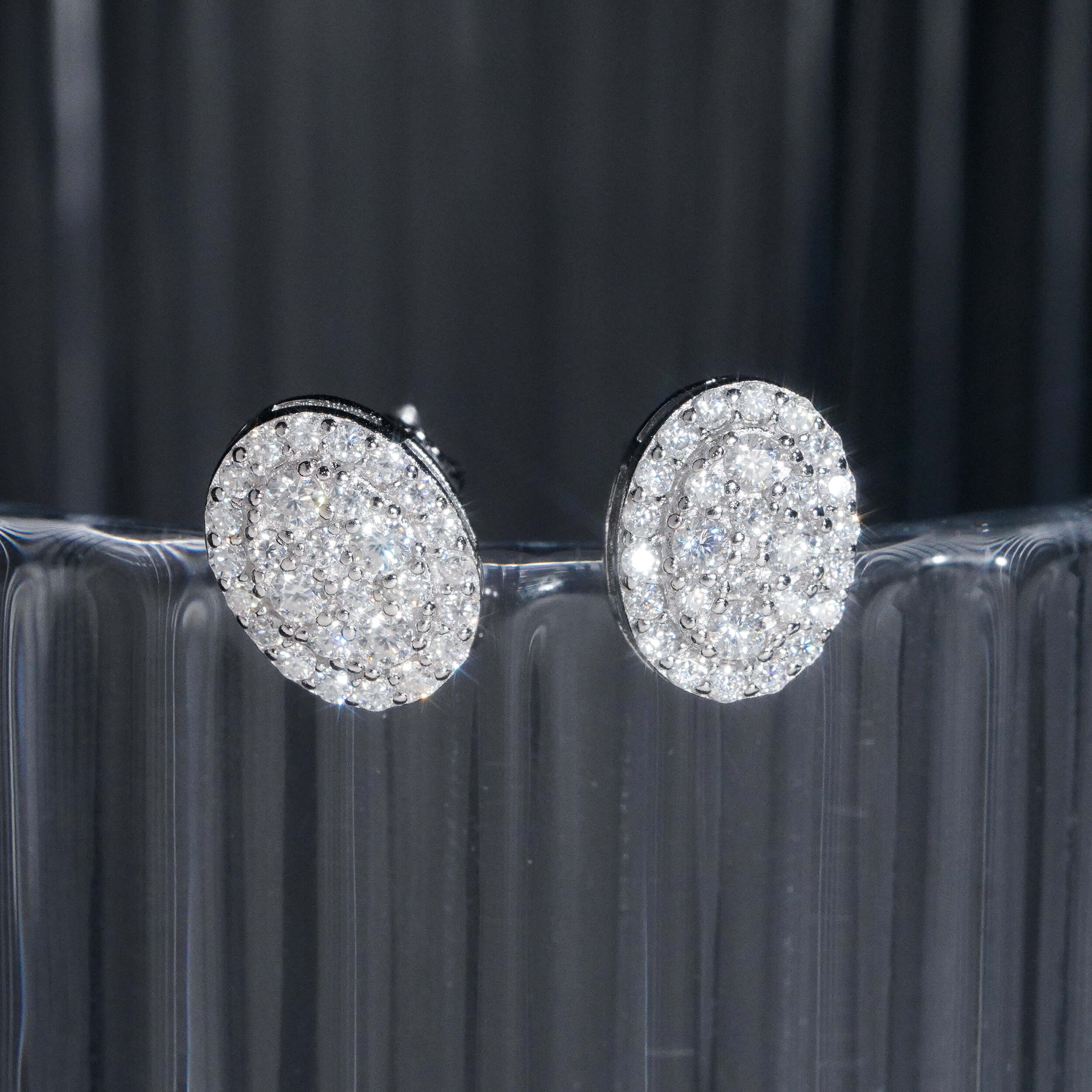 Oval Moissanite Earrings Screw Back Iced Out Hip Hop Jewelry 925 Sterling Silver