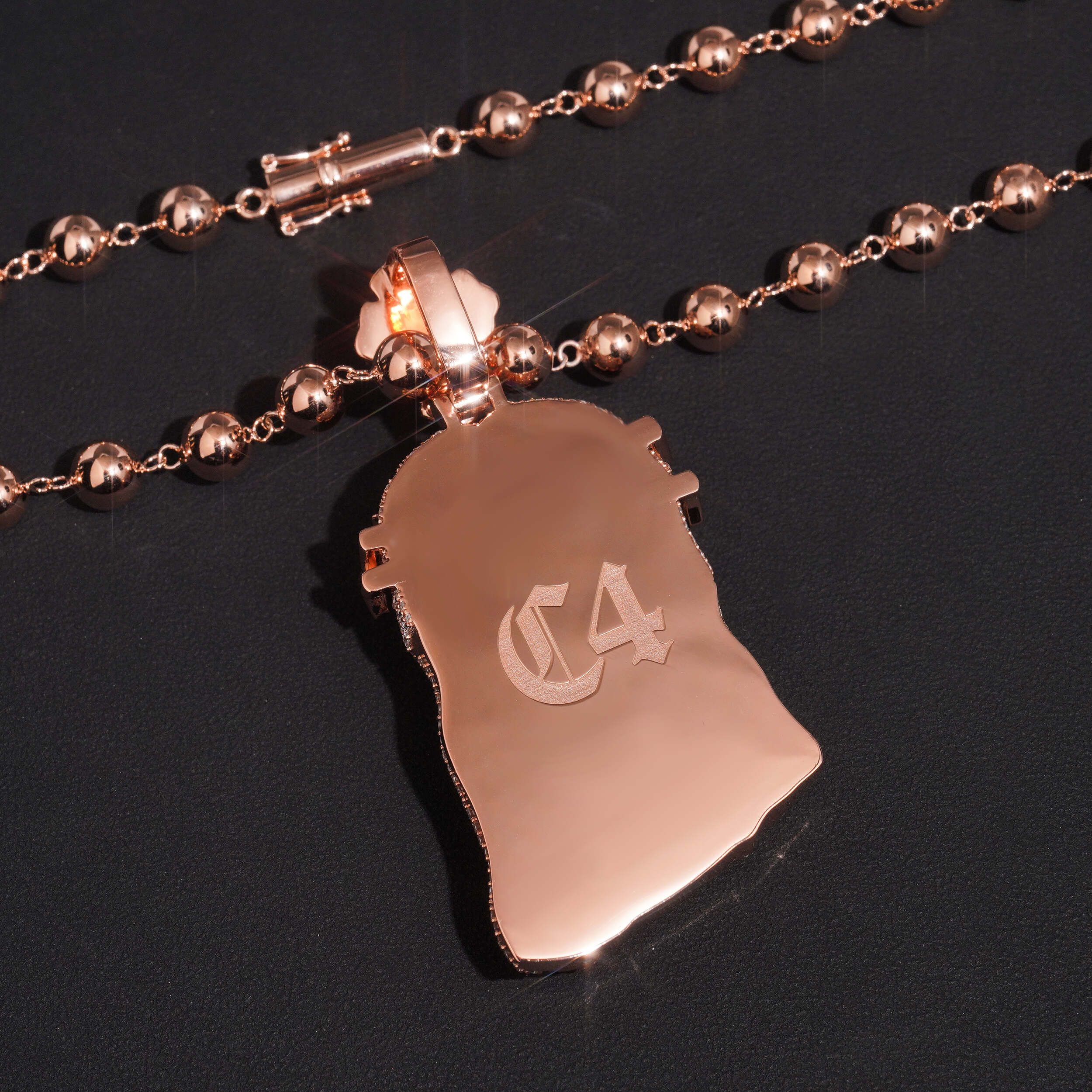Cross Bail Design Custom Made Rose Gold Jeuss Pendant VVS Moissanite Diamond