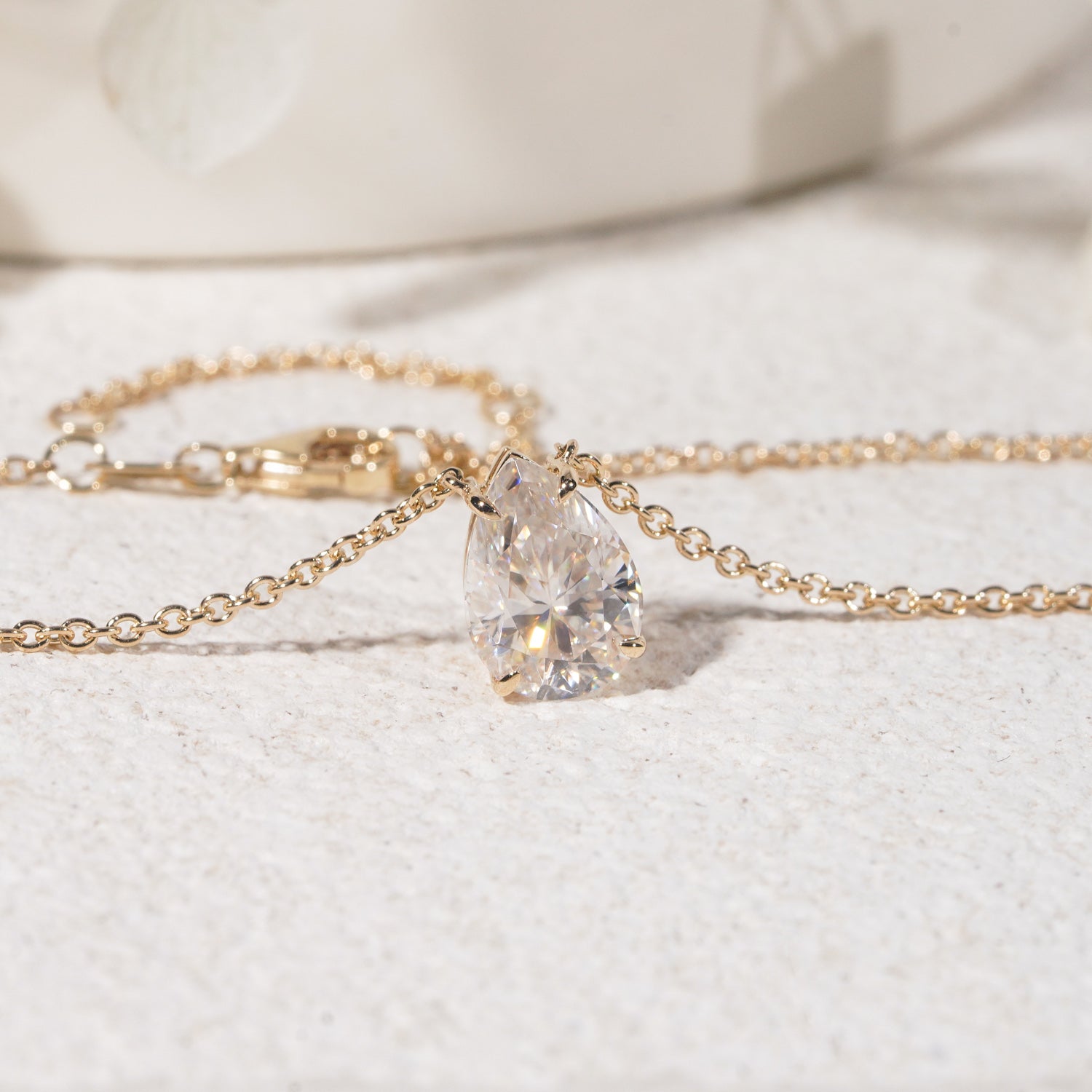 Women Classic Designer Choker Necklace 10k 14K 18K Yellow Gold 1CT Pear Cut Moissanite Diamond Necklace