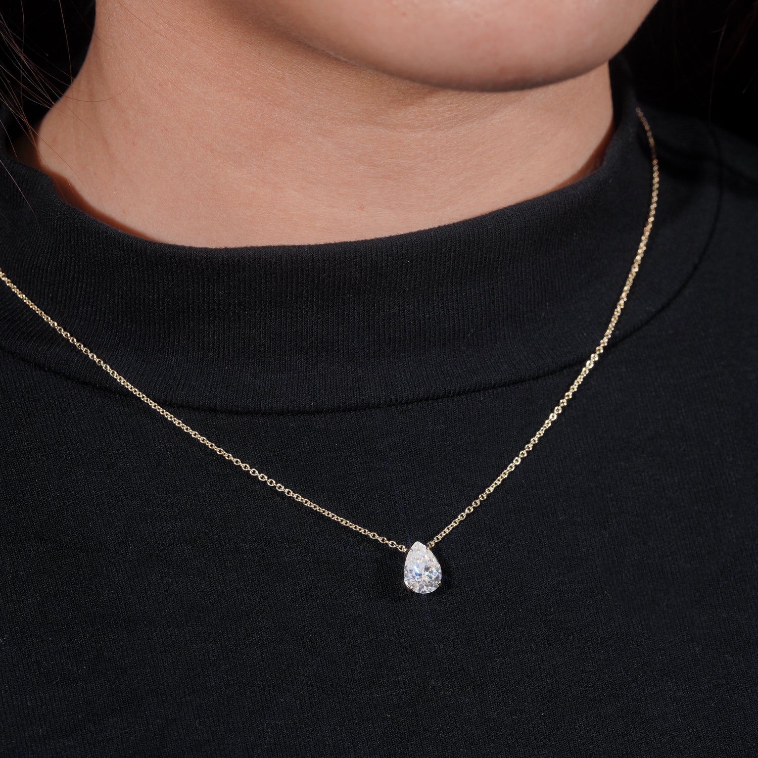 Women Classic Designer Choker Necklace 10k 14K 18K Yellow Gold 1CT Pear Cut Moissanite Diamond Necklace