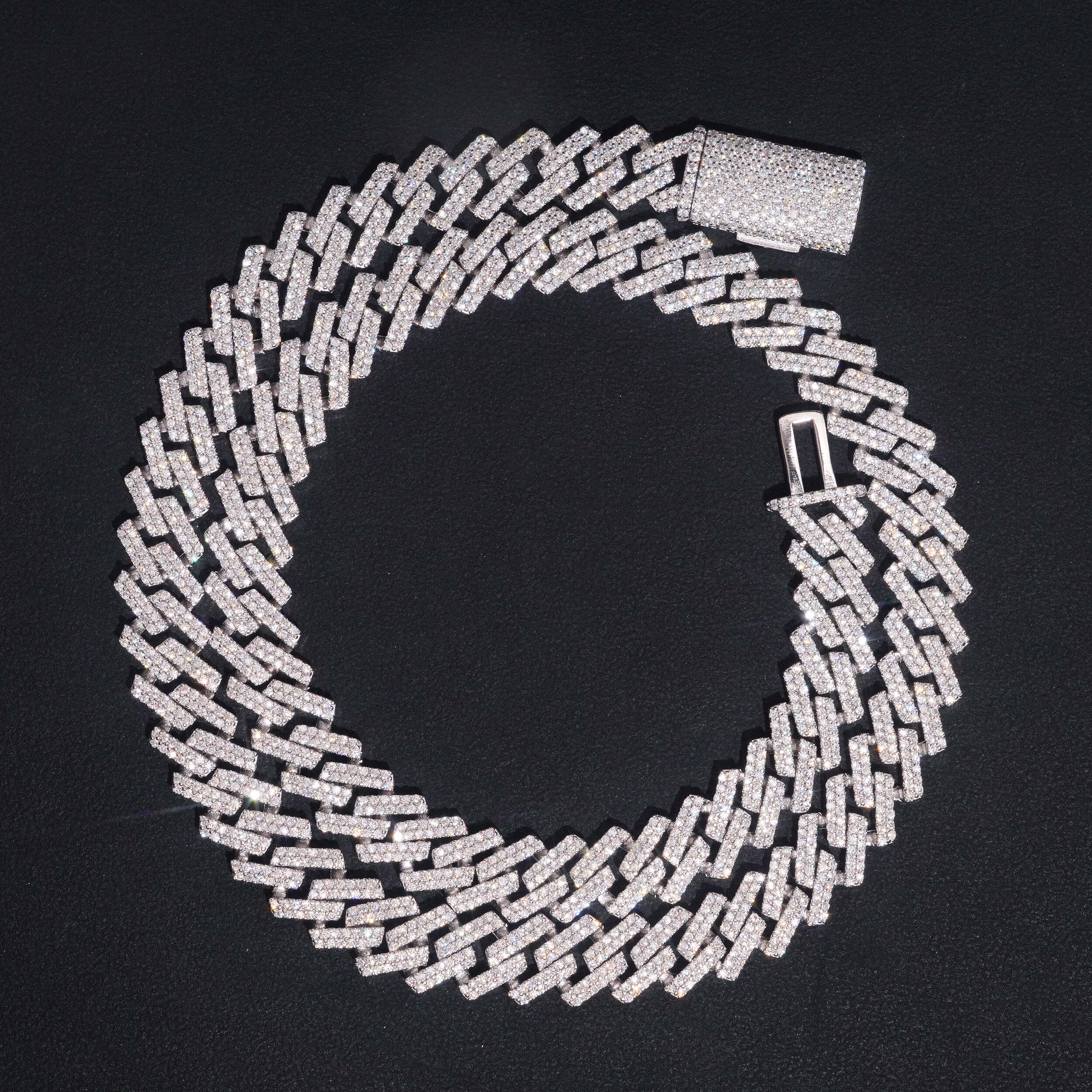 VVS Moissanite Diamond Cuban Chain Brass 10MM Two Rows