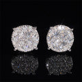 Men's iced-out moissanite cluster stud earrings, white gold over 925 silver — CustomHipHop