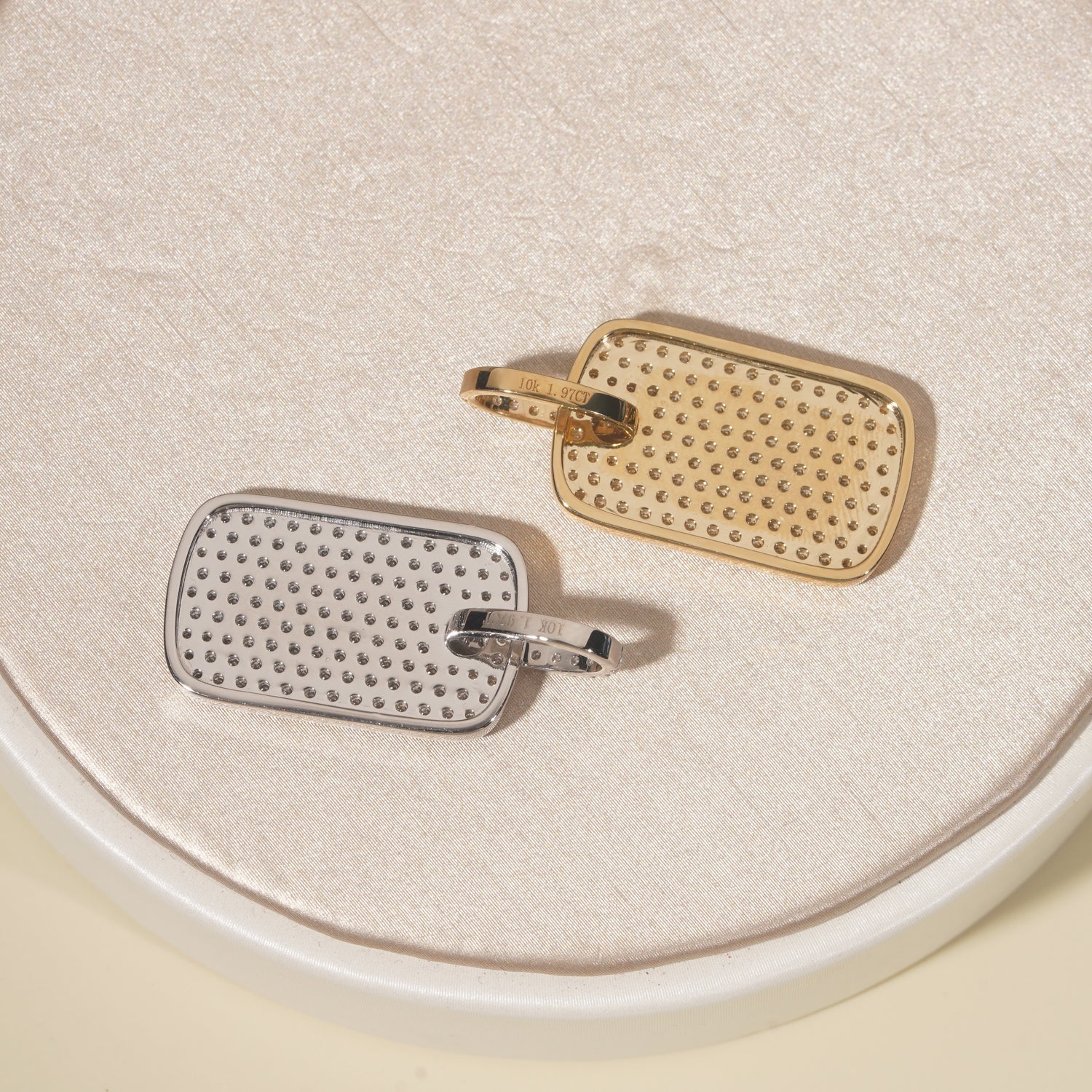 GRA Certificated Iced Out Moissanite Diamond 10K Solid Gold Dog Tag Pendant Fit For 3MM Tennis Chain