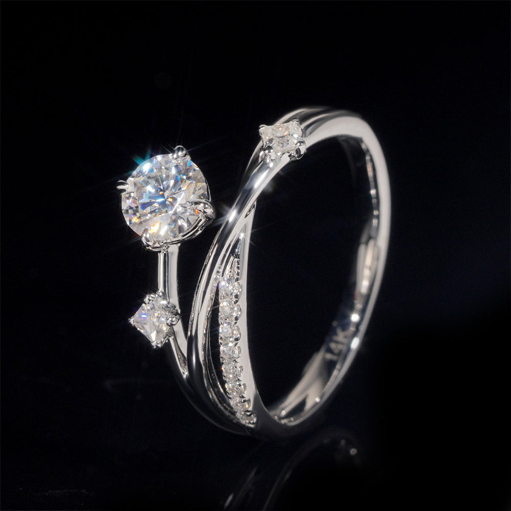 10K 14K 18K White Gold 1CT Moissanite Diamond Women Ring