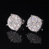 Pair of men's VVS moissanite screw-back stud earrings, front view — CustomHipHop