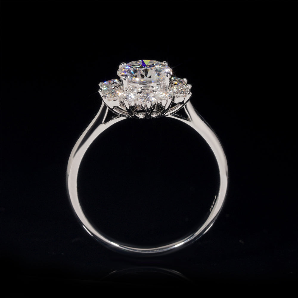 1CT Moissanite Diamond Cluster Flower Ring GRA Certificated 10K 14K 18K Real White Gold