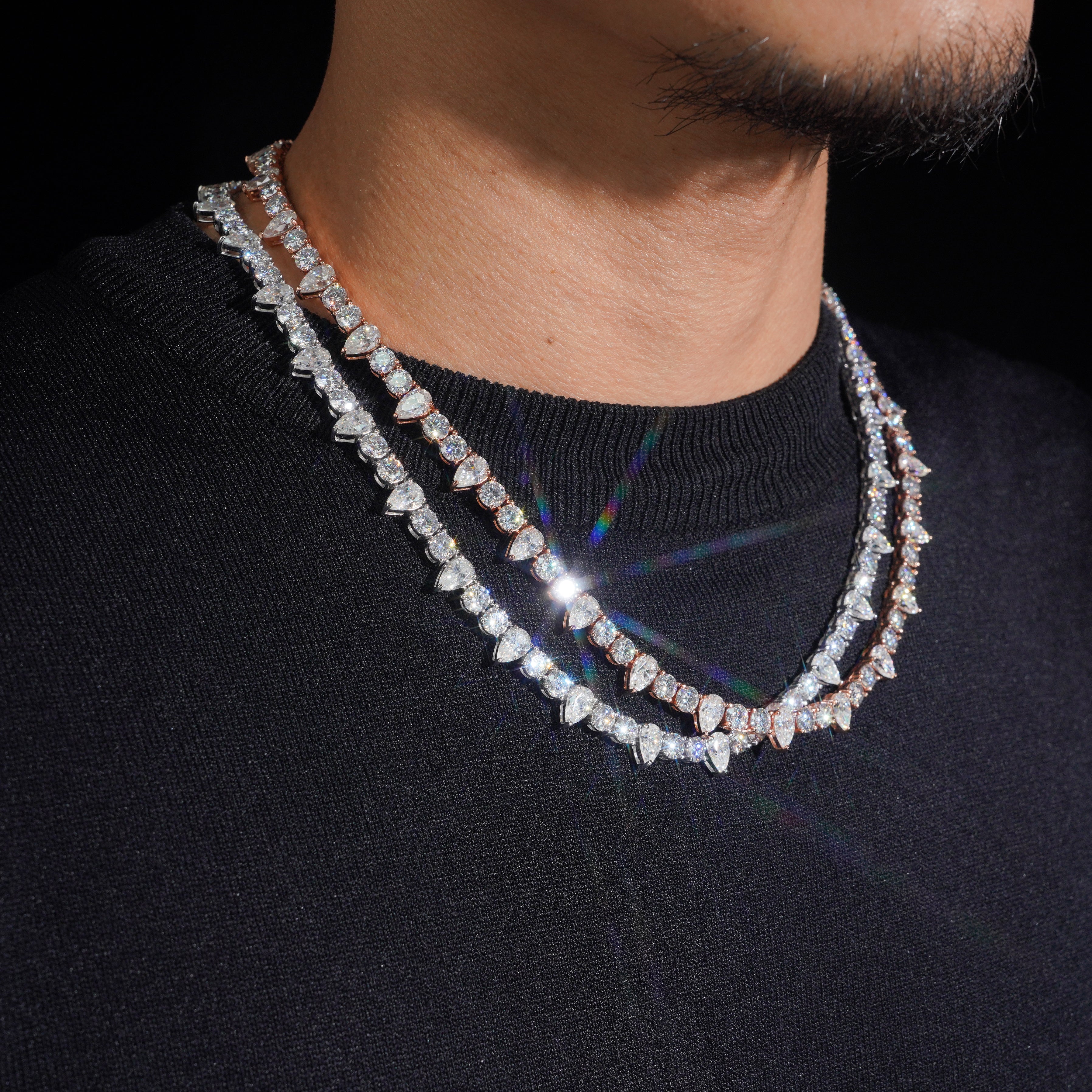 Moissanite Diamond Spike Tennis Chain 5MM 925 Sterling Silver