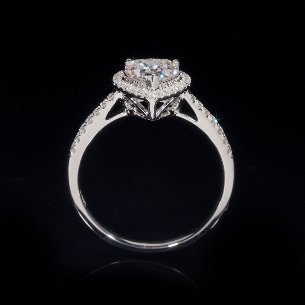 1CT Heart Halo Diamond Moissanite Engagement Ring 10k 14k 18k White Gold